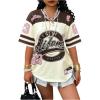 imageMakeMeChic Womens Jersey Shirts Number Graphic Oversized Y2K Tee TopsBrown Apricot