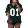imageMakeMeChic Womens Jersey Shirts Number Graphic Oversized Y2K Tee TopsGreen White