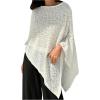 imageMakeMeChic Womens Knit Ponchos Shrug Shawl Wraps Sheer Poncho Sweater Asymmetrical TopsBeige