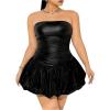 imageMakeMeChic Womens Plus Size Bandeau Neck Mini Dress High Waist Slim Fit Flared DressesBlack B