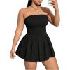 imageMakeMeChic Womens Plus Size Strapless Pleated Dress High Waist Y2K Club Mini DressBlack