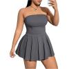 imageMakeMeChic Womens Plus Size Strapless Pleated Dress High Waist Y2K Club Mini DressDark Grey