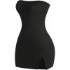 imageMakeMeChic Womens Plus Size Strapless Tube Dress Backless Split Bodycon Party Mini DressesBlack