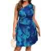 imageMakeMeChic Womens Plus Size Tie Dye One Shoulder Dress Cut Out Pleated Sleeveless Summer DressesMulticolor
