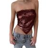 imageMakeMeChic Womens Sequin Sparkly Tie Backless Tube Crop Tops Strapless Bandeau Top ClubwearRed