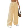 imageMakeMeChic Womens Striped Pants Elastic Waist Wide Leg Straight Summer TrousersYellow