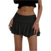 imageMakeMeChic Womens Tiered Layer Ruched Mesh Sheer Flared Ruffle Hem Summer Y2K Mini SkirtsBlack