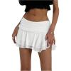 imageMakeMeChic Womens Tiered Layer Ruched Mesh Sheer Flared Ruffle Hem Summer Y2K Mini SkirtsWhite