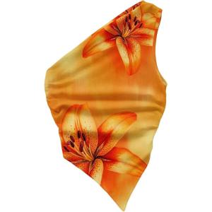 imageMakeMeChic Womens Floral One Shoulder Tank Top Ruched Asymmetrical Sleeveless Y2k TopsYellow a