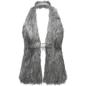 imageMakeMeChic Womens Halter Tops Y2k Going Out Cheetah Print TopFuzzy Grey