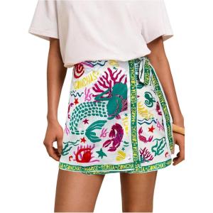 imageMakeMeChic Womens Wrap Skirt Skort Summer Linen Skirt Vacation Boho Mini Short SkirtsCadet Blue