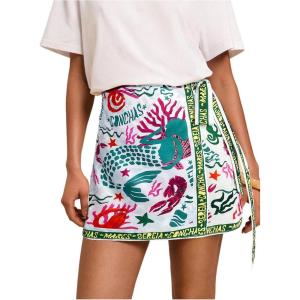 imageMakeMeChic Womens Wrap Skirt Skort Summer Linen Skirt Vacation Boho Mini Short SkirtsWhite