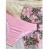 imageMakeMeChic Girls 3 Piece Bikini Set Halter Triangle Bathing Suit Leopard Floral Cover Up SkirtPink