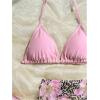 imageMakeMeChic Girls 3 Piece Bikini Set Halter Triangle Bathing Suit Leopard Floral Cover Up SkirtPink