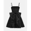 imageMakeMeChic Girls Bow Knot Sleeveless Cami Dress Elegant A Line Flared Short DressBlack