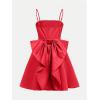 imageMakeMeChic Girls Bow Knot Sleeveless Cami Dress Elegant A Line Flared Short DressRed