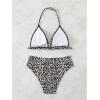 imageMakeMeChic Girls Leopard Print Bikini Set Halter Triangle Backless SwimsuitsBrown