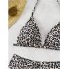 imageMakeMeChic Girls Leopard Print Bikini Set Halter Triangle Backless SwimsuitsBrown