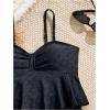 imageMakeMeChic Girls Tankini Swimsuits SetsRuffle Tiered Spaghetti Strap Eyelet Embroidery Bathing SuitBlack