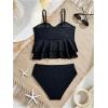 imageMakeMeChic Girls Tankini Swimsuits SetsRuffle Tiered Spaghetti Strap Eyelet Embroidery Bathing SuitBlack