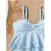 imageMakeMeChic Girls Tankini Swimsuits SetsRuffle Tiered Spaghetti Strap Eyelet Embroidery Bathing SuitBlue