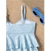 imageMakeMeChic Girls Tankini Swimsuits SetsRuffle Tiered Spaghetti Strap Eyelet Embroidery Bathing SuitBlue