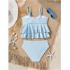 imageMakeMeChic Girls Tankini Swimsuits SetsRuffle Tiered Spaghetti Strap Eyelet Embroidery Bathing SuitBlue