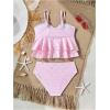 imageMakeMeChic Girls Tankini Swimsuits SetsRuffle Tiered Spaghetti Strap Eyelet Embroidery Bathing SuitPink