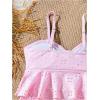 imageMakeMeChic Girls Tankini Swimsuits SetsRuffle Tiered Spaghetti Strap Eyelet Embroidery Bathing SuitPink