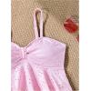 imageMakeMeChic Girls Tankini Swimsuits SetsRuffle Tiered Spaghetti Strap Eyelet Embroidery Bathing SuitPink