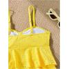 imageMakeMeChic Girls Tankini Swimsuits SetsRuffle Tiered Spaghetti Strap Eyelet Embroidery Bathing SuitYellow