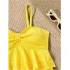 imageMakeMeChic Girls Tankini Swimsuits SetsRuffle Tiered Spaghetti Strap Eyelet Embroidery Bathing SuitYellow