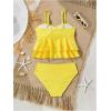 imageMakeMeChic Girls Tankini Swimsuits SetsRuffle Tiered Spaghetti Strap Eyelet Embroidery Bathing SuitYellow