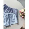 imageMakeMeChic Womens 2 Pack Linen Shorts Summer Beach Pajama Boxer ShortsBlue