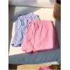 imageMakeMeChic Womens 2 Pack Linen Shorts Summer Beach Pajama Boxer ShortsBlue Pink Striped