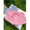 imageMakeMeChic Womens 2 Pack Linen Shorts Summer Beach Pajama Boxer ShortsBlue Pink Striped