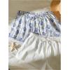 imageMakeMeChic Womens 2 Pack Linen Shorts Summer Beach Pajama Boxer ShortsBlue Printed White