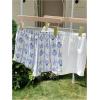 imageMakeMeChic Womens 2 Pack Linen Shorts Summer Beach Pajama Boxer ShortsBlue Printed White