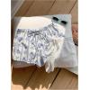 imageMakeMeChic Womens 2 Pack Linen Shorts Summer Beach Pajama Boxer ShortsBlue Printed White
