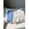imageMakeMeChic Womens 2 Pack Linen Shorts Summer Beach Pajama Boxer ShortsBlue and White