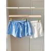 imageMakeMeChic Womens 2 Pack Linen Shorts Summer Beach Pajama Boxer ShortsBlue and White