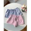 imageMakeMeChic Womens 2 Pack Linen Shorts Summer Beach Pajama Boxer ShortsPink Blue