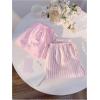 imageMakeMeChic Womens 2 Pack Linen Shorts Summer Beach Pajama Boxer ShortsPink Striped