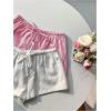 imageMakeMeChic Womens 2 Pack Linen Shorts Summer Beach Pajama Boxer ShortsPink White