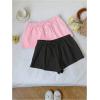 imageMakeMeChic Womens 2 Pack Linen Shorts Summer Beach Pajama Boxer ShortsPink and Black