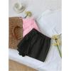 imageMakeMeChic Womens 2 Pack Linen Shorts Summer Beach Pajama Boxer ShortsPink and Black