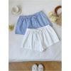 imageMakeMeChic Womens 2 Pack Linen Shorts Summer Beach Pajama Boxer ShortsPlus Blue White