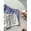 imageMakeMeChic Womens 2 Pack Linen Shorts Summer Beach Pajama Boxer ShortsPlus Blue White