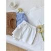 imageMakeMeChic Womens 2 Pack Linen Shorts Summer Beach Pajama Boxer ShortsPlus Blue White