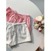 imageMakeMeChic Womens 2 Pack Linen Shorts Summer Beach Pajama Boxer ShortsWhite Pink